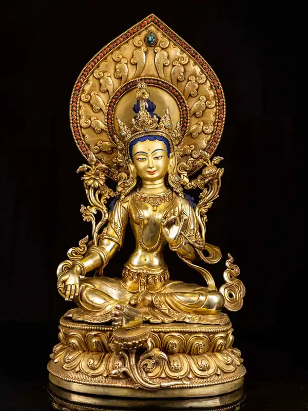 Statue en cuivre de Tara Verte – Déesse de la Compassion