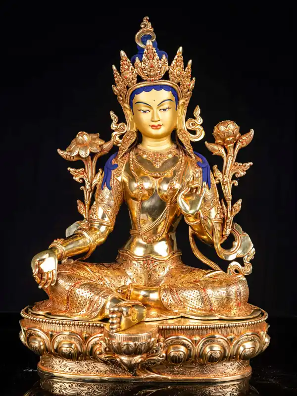 Statue de Tara Verte – Cuivre Symbolisant la Compassion