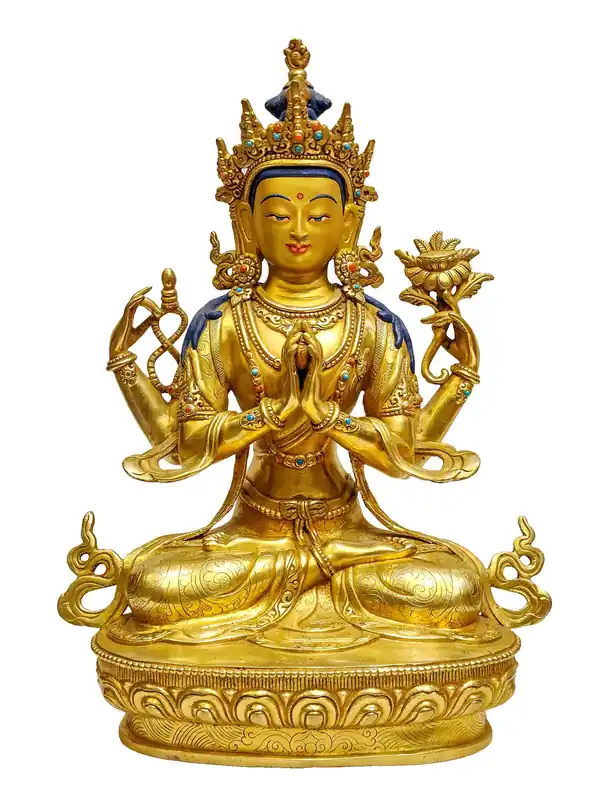 Statue de Chenrezig – Bodhisattva de la Compassion en Cuivre