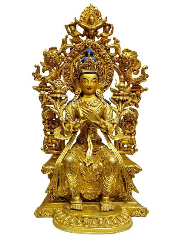 Statue de cuivre du Bouddha Maitreya – Dorée