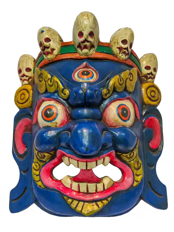 Masque en bois de Mahakala – Sculpture de protecteur féroce