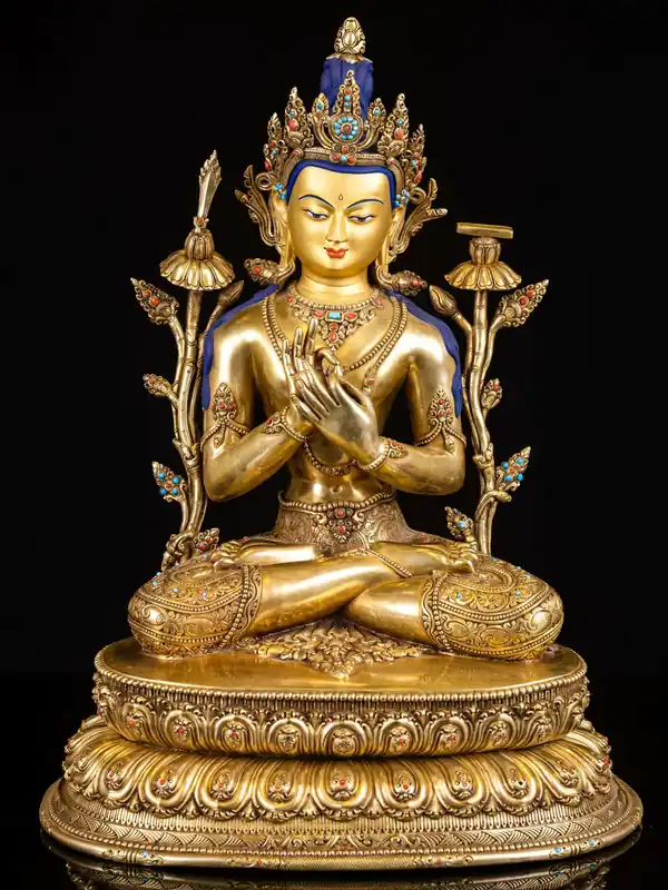 Statue de sagesse en cuivre doré de Manjushri
