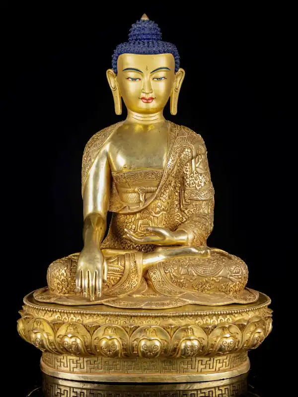 Statuette en cuivre du Bouddha Shakyamuni – 53 cm d’Éveil