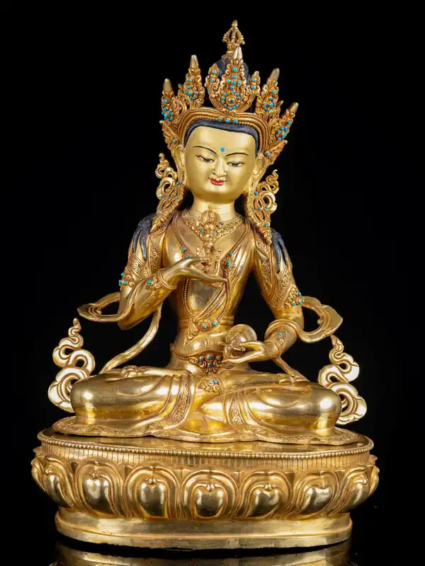 Statue en cuivre de Vajrasattva avec un visage plaqué or – Émanation de pureté et d’illumination