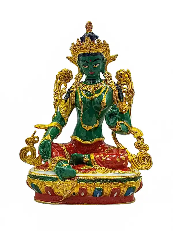 Statue miniature de Tara Verte fait main – Cuivre, 7 cm – Émanant de la Compassion et de la Protection