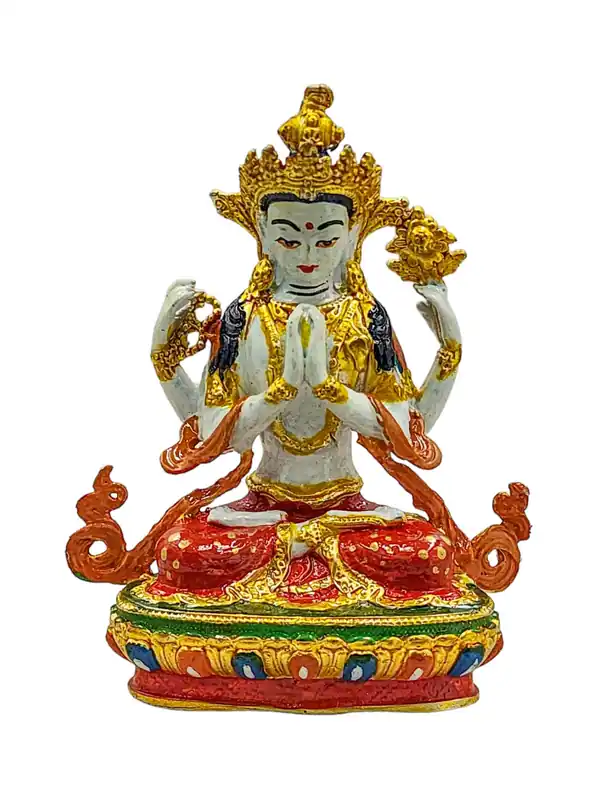 Miniature en cuivre premium de Chenrezig – Incarnant le Bodhisattva de la Compassion