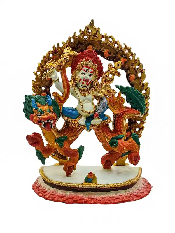 Statue miniature en cuivre de Jambhala blanc – Énergie pour votre richesse et votre prospérité