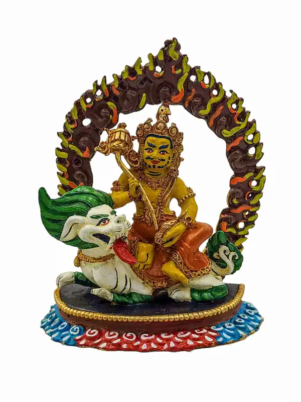 Statue miniature de Jambhala Namtose – Divinité en cuivre de la richesse et de la prospérité