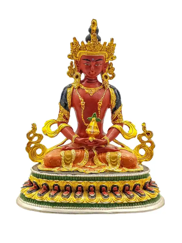 Statue miniaturisée en cuivre d’Aparimita de la Longévité et de la Sagesse