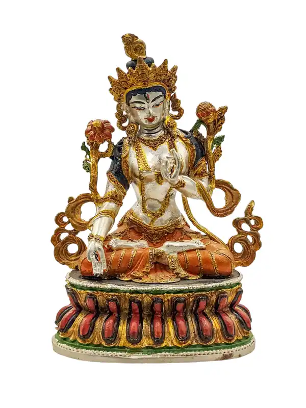Statue miniature de Tara Blanche en cuivre