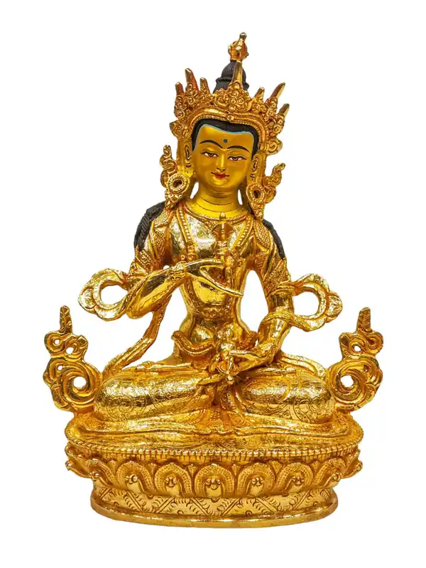 Statue en cuivre de Vajrasattva avec dorure en or