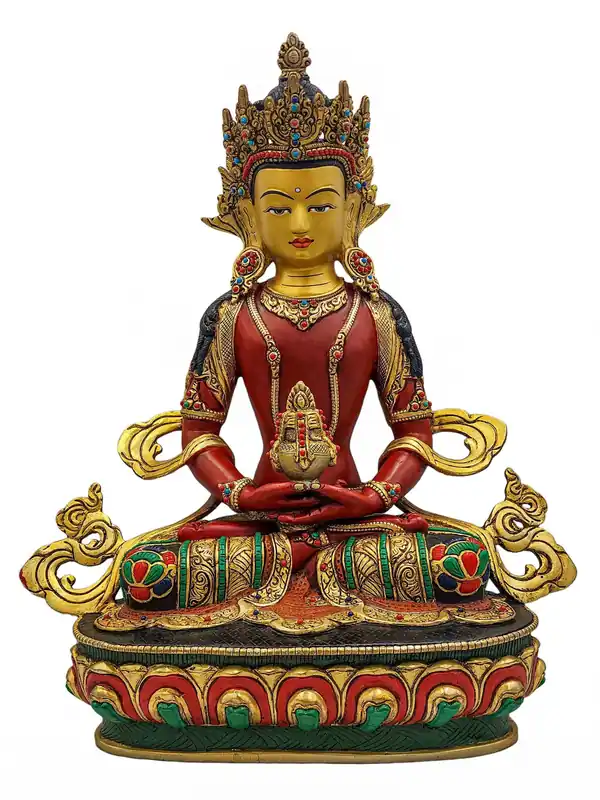 Statue en cuivre d’Aparimita – Incarnation de la Longévité, de la Sagesse et de la Vitalité Spirituelle