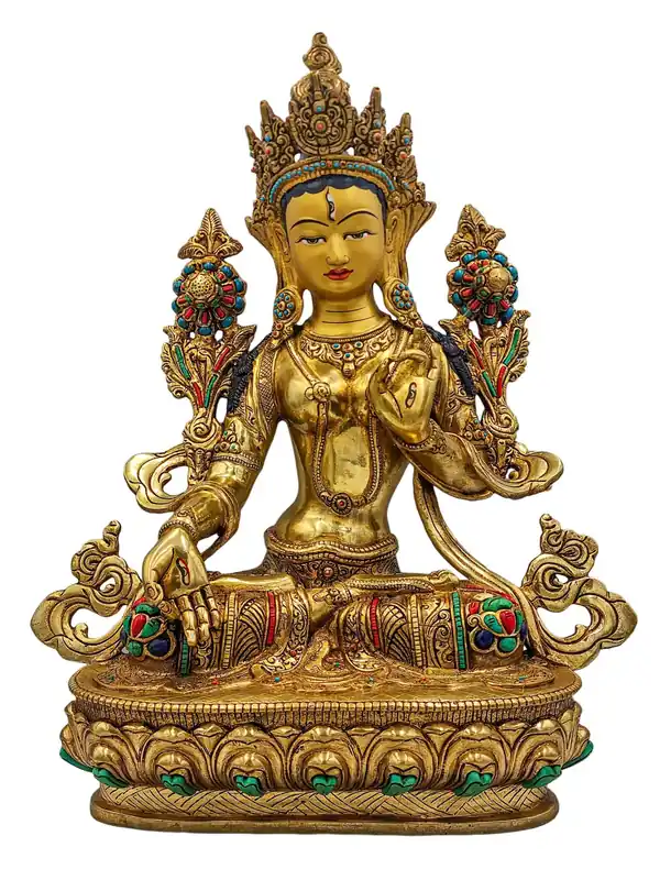 Statue majestueuse de Tara blanche en cuivre – Icône de longévité et de guérison