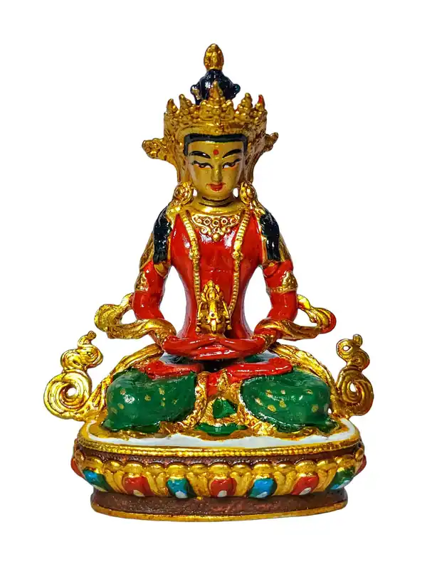 Statue miniature en cuivre d’Aparimita – Émanation de longue vie et de sagesse