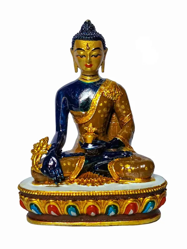 Statue miniature en cuivre du Bouddha de la Médecine guérisseur