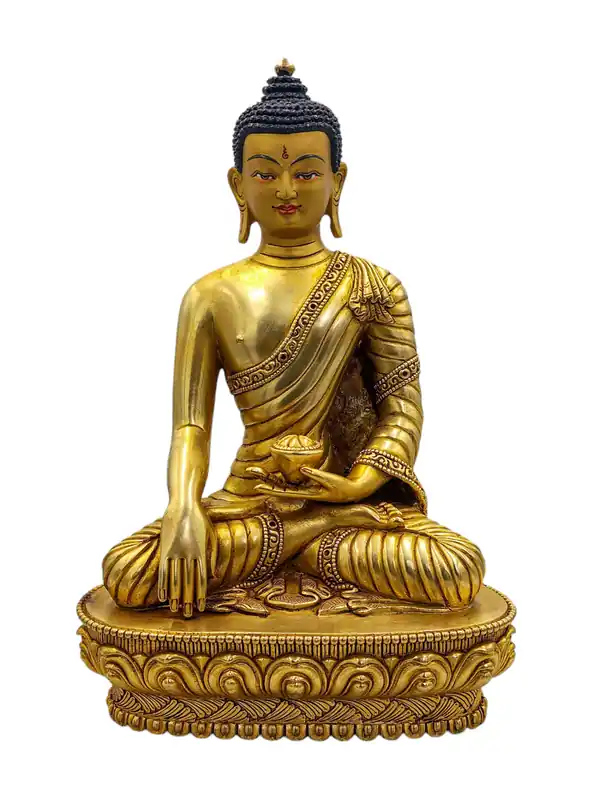 Statue de cuivre de Shakyamuni Bouddha – Plaquée or