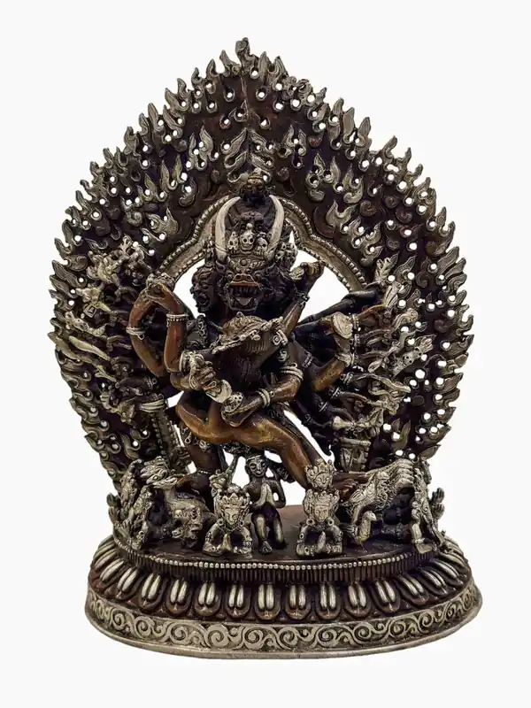 Statue en cuivre de Yamantaka – 19 cm Compassion féroce du Destructeur courroucé