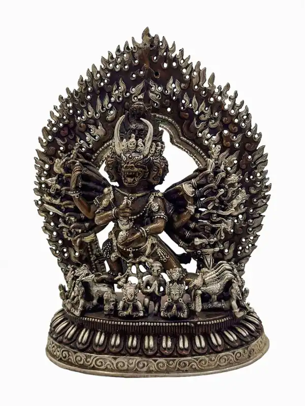 Statue en cuivre de Yamantaka – Destructeur courroucé de l’ignorance, 19 cm