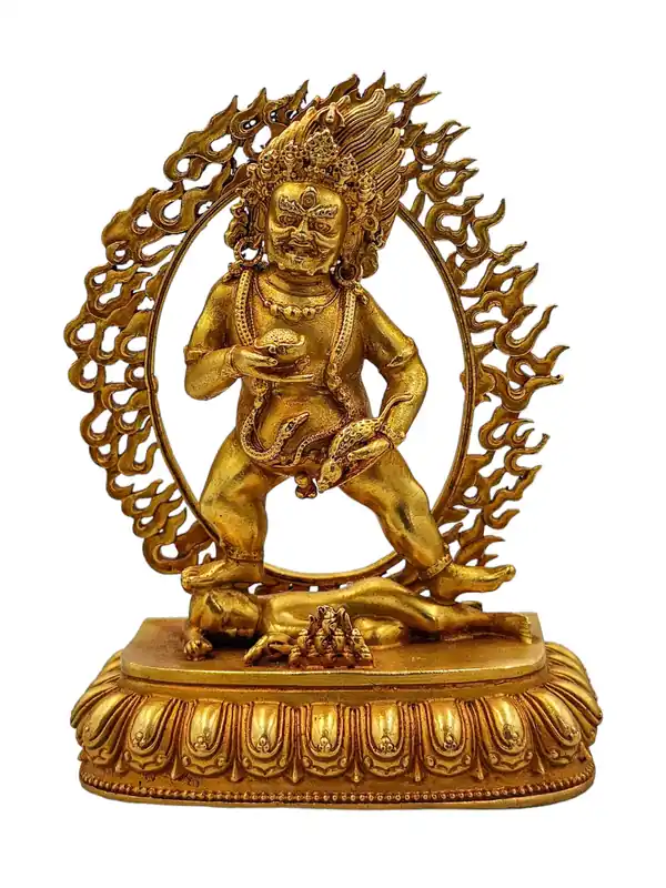 Statue miniature en cuivre de Vajrapani – Symbole de pouvoir et d’intrépidité