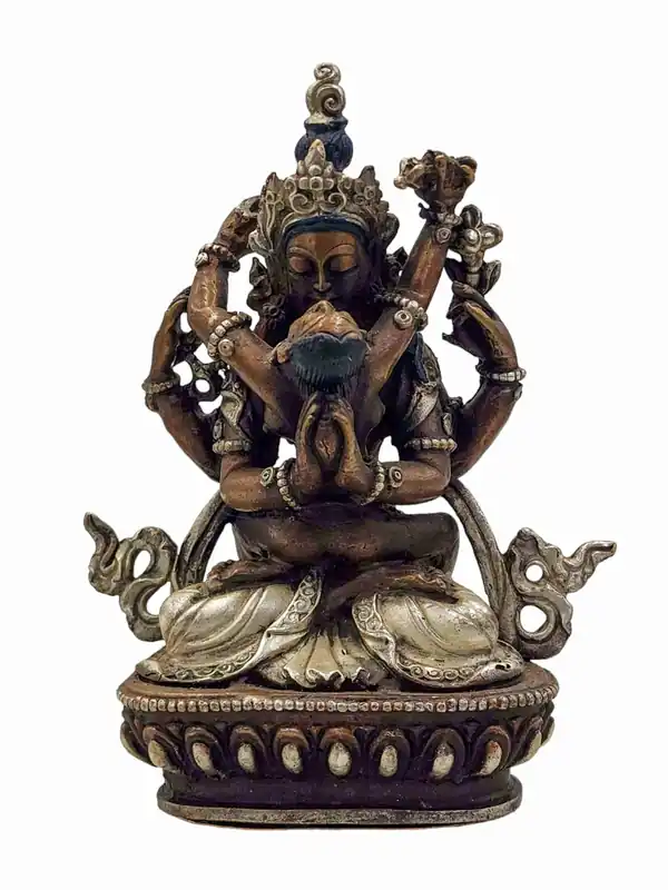 Statue miniature en cuivre de Chenrezig – Bodhisattva de la Compassion