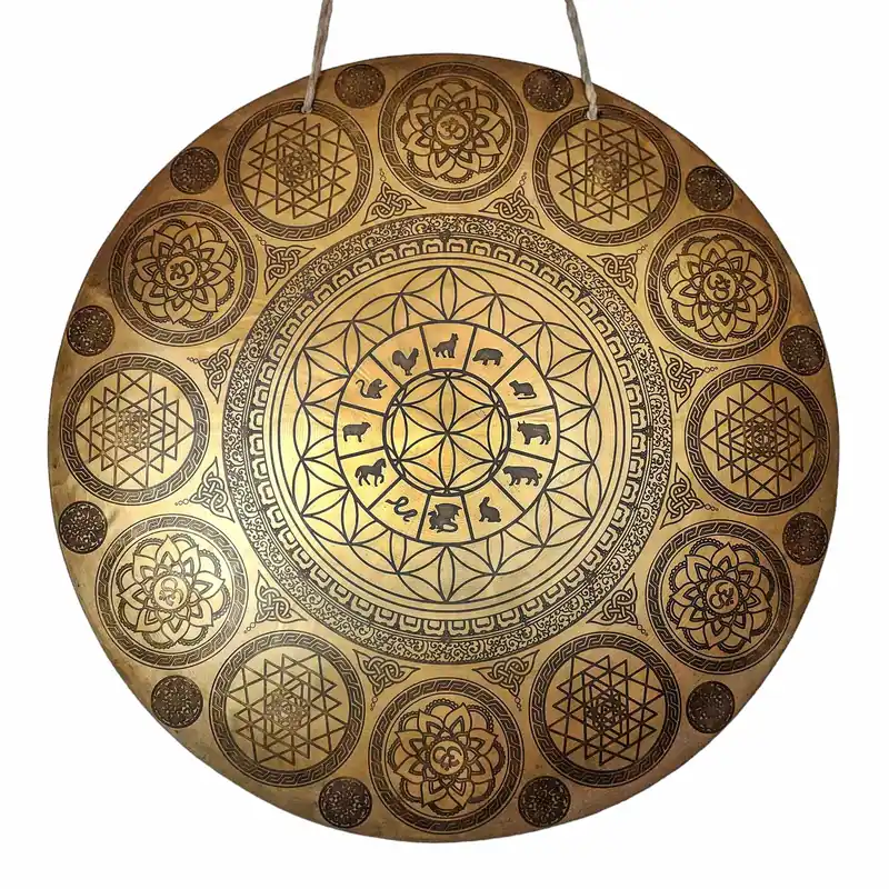 Gong du vent tibétain en bronze fait main pour la pleine conscience spirituelle