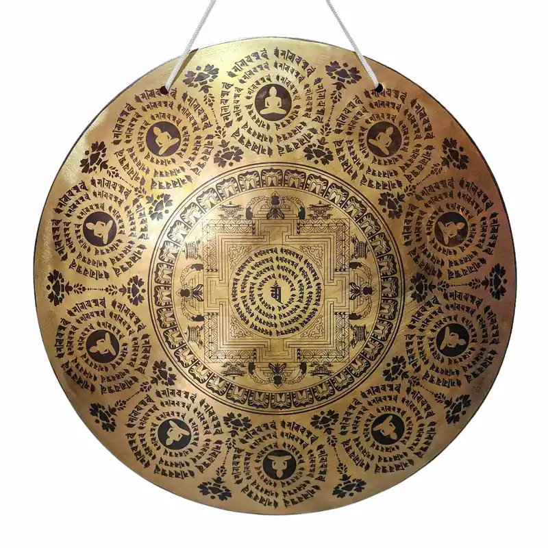 Gong tibétain en bronze sacré pour les rituels et la méditation