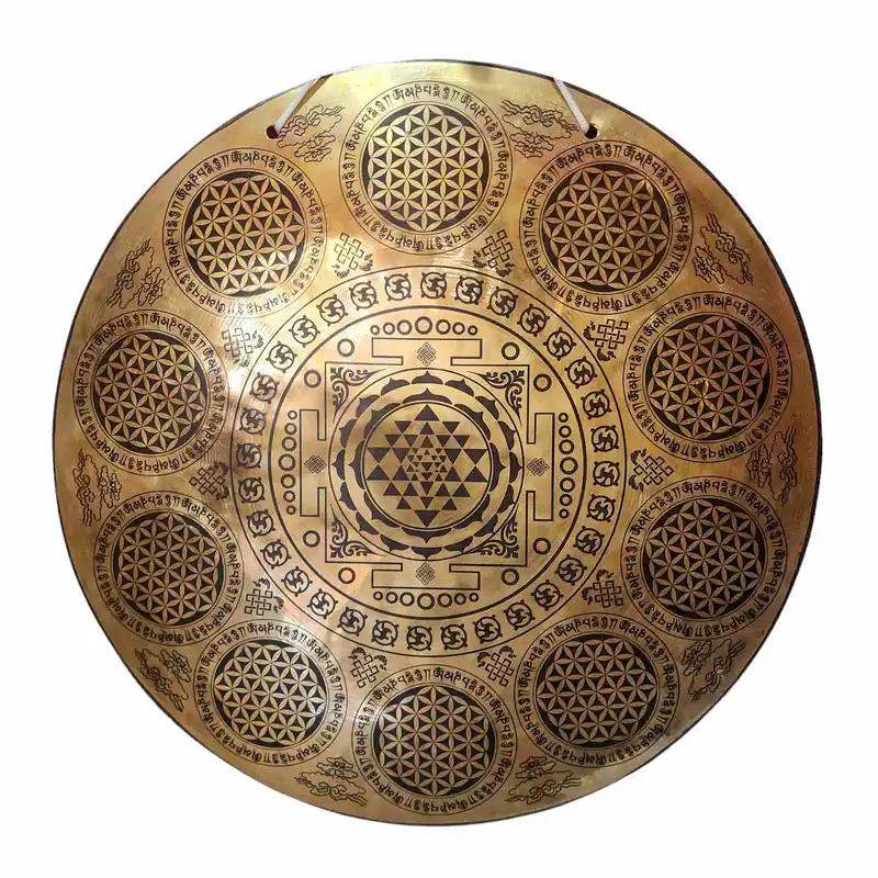 Gong de vent sacré en bronze pour la méditation vajrayana