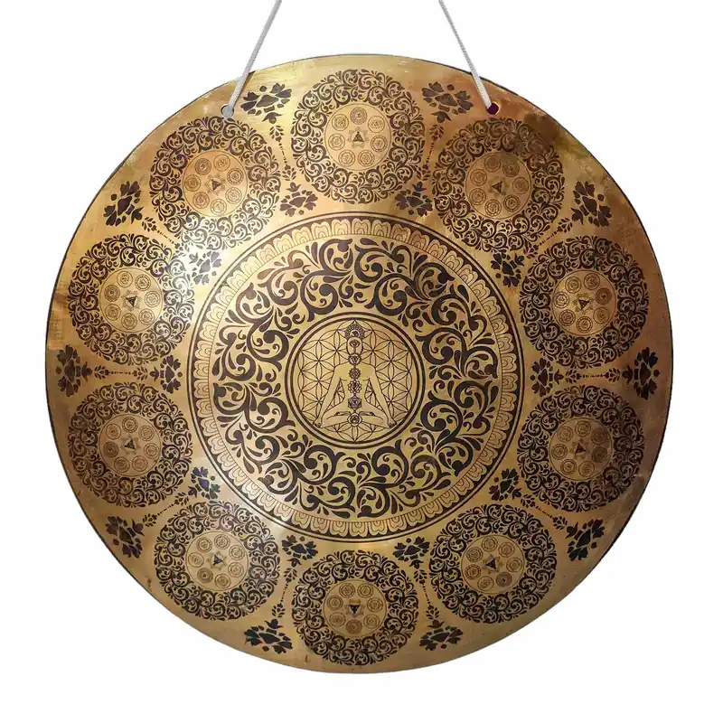 Gong en bronze tibétain fait à la main pour l’éveil spirituel et les bénédictions