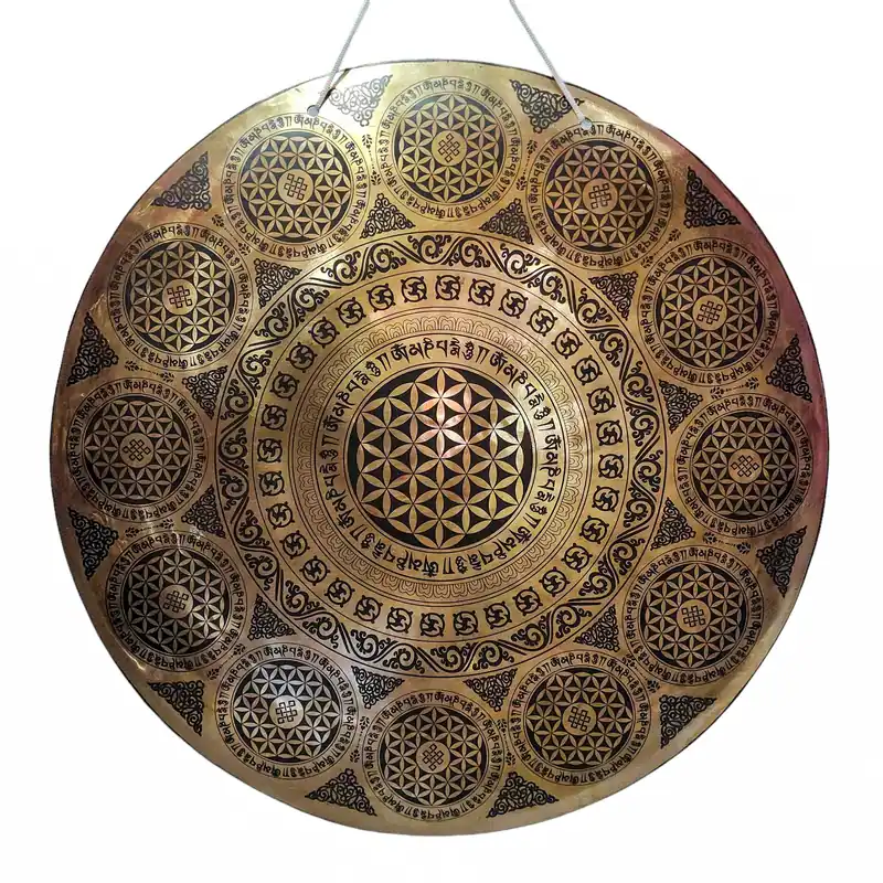 Gong tibétain en bronze sacré pour la pleine conscience et l’illumination