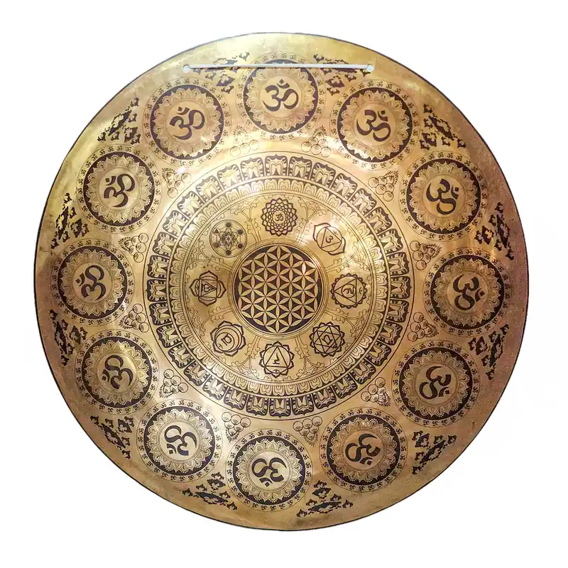 Gong en bronze tibétain pour rituels et méditation Vajrayana