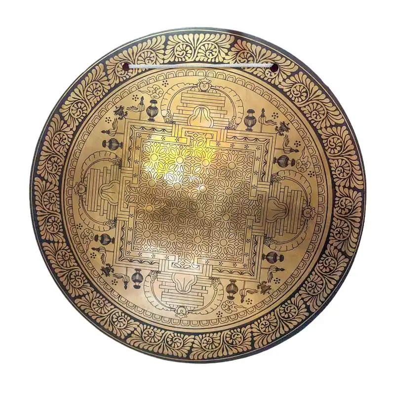 Gong tibétain en bronze résonnant pour le rituel et la méditation