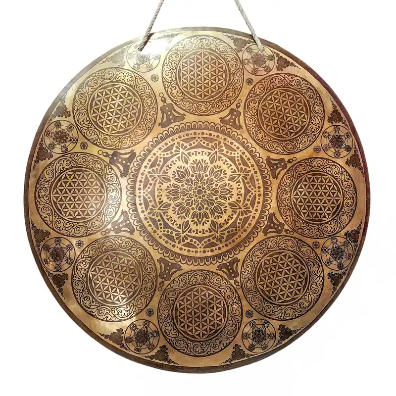 Gong tibétain en bronze sacré pour la méditation profonde et le rituel