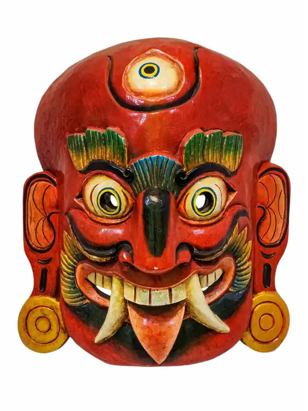 Masque en bois de Lakhe – Gardien en peuplier rouge