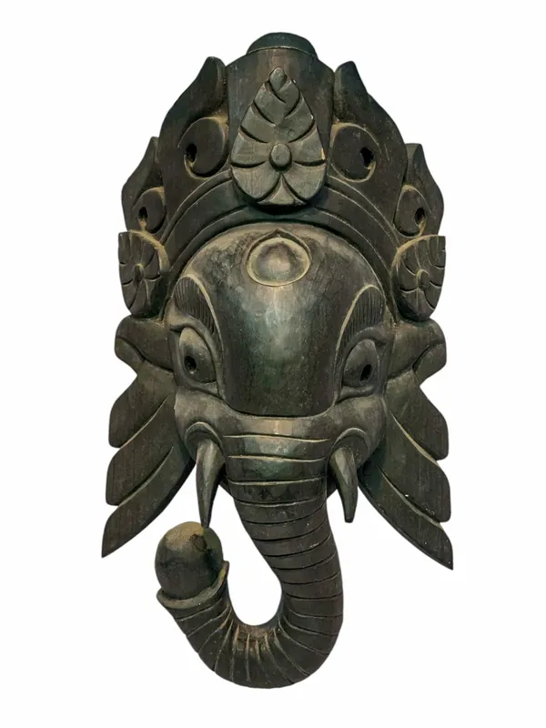 Masque en bois de Ganesh – Décoration murale en bois de peuplier