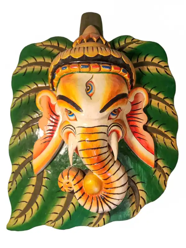 Masque en bois de Ganesh – Suspension murale en peuplier