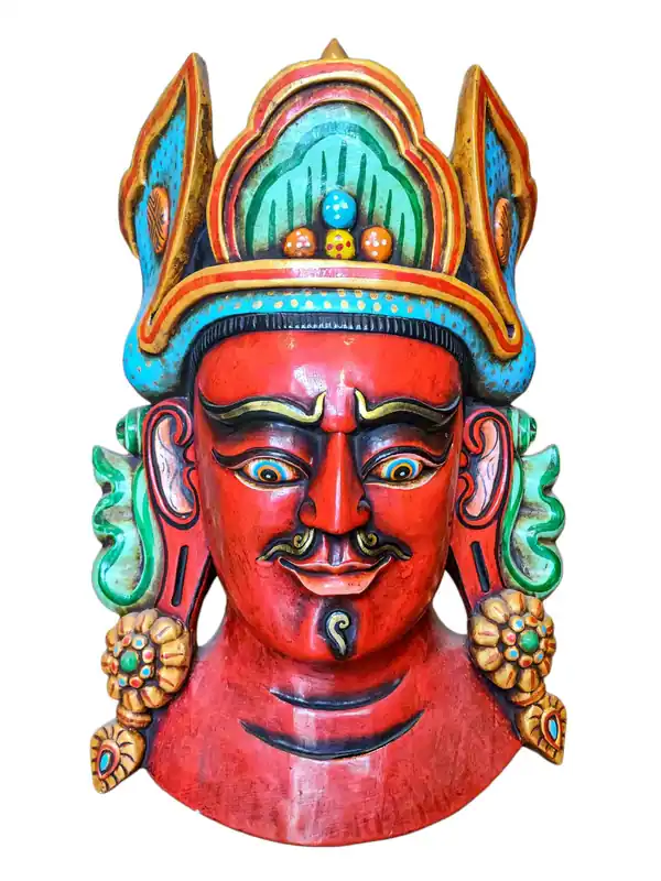 Masque en bois de Padmasambhava – Fabriqué au Népal