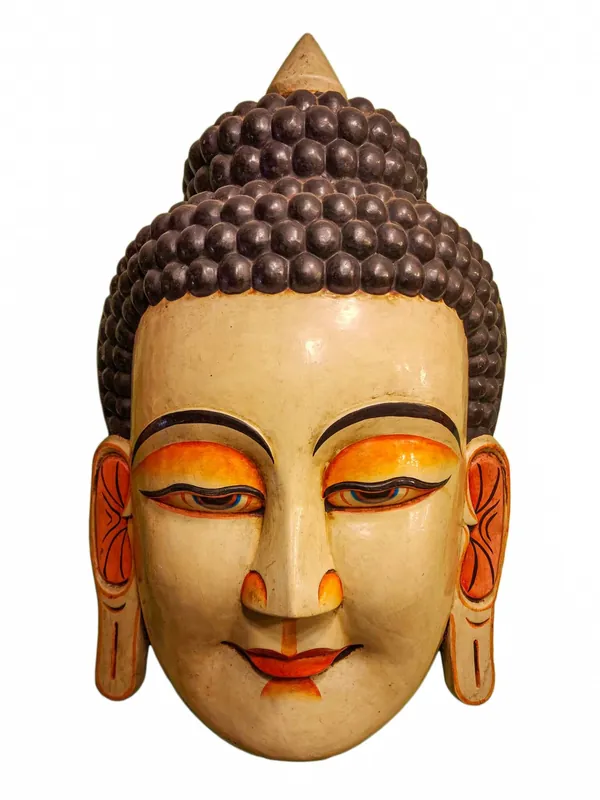 Masque en bois de Bouddha – Art en bois de peuplier