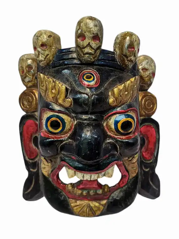 Masque en bois de Bhairav en bois de peuplier