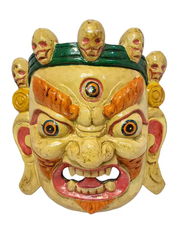 Tenture murale Bhairav en bois de peuplier