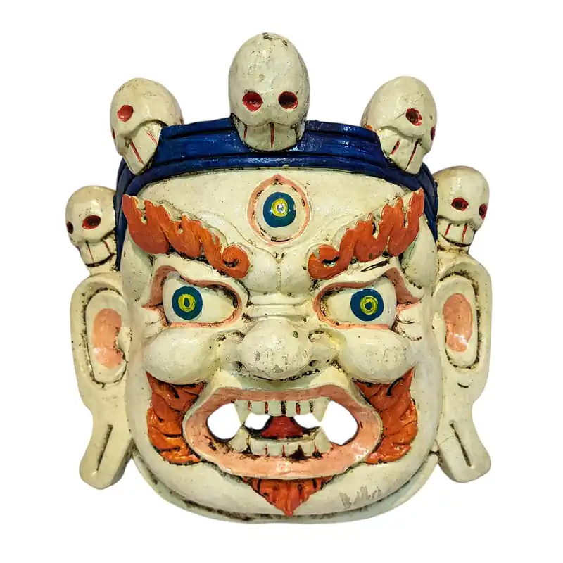 Masque en résine Bhairav en suspension murale – Shiva courroucé