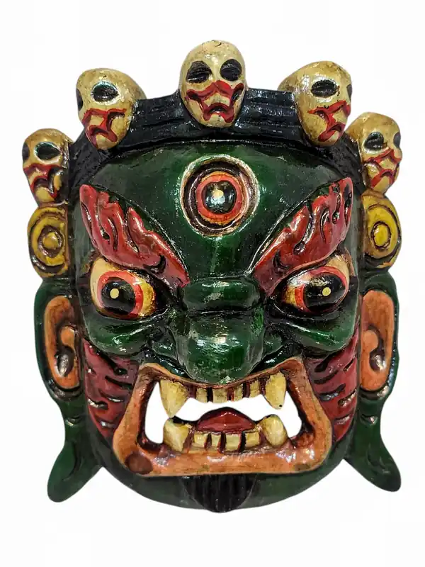 Masque de Bhairav en bois de peuplier
