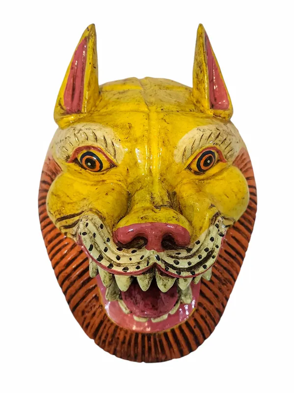 Masque en bois de lion tibétain – Bois de peuplier