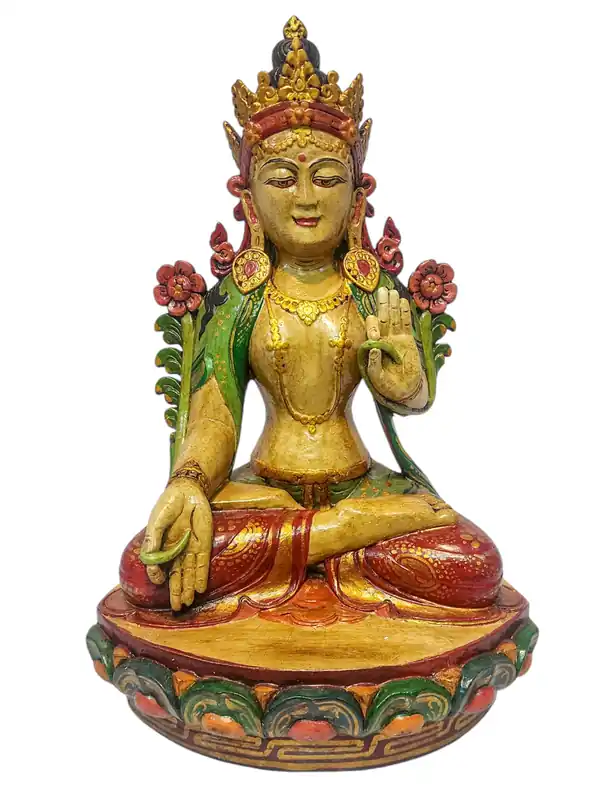 Sublime statue en bois de Tara – Fini naturel de longévité et de guérison