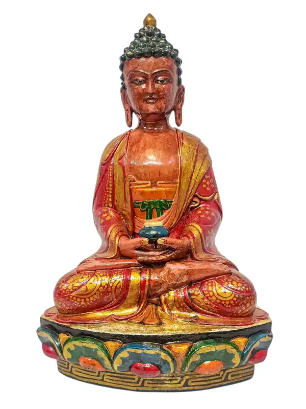 Statue en bois d’Amitabha Bouddha – Symbole de la Compassion Infinie et de la Sagesse