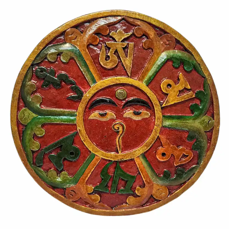 Suspension murale en bois représentant l’œil de Bouddha avec finition OMPH