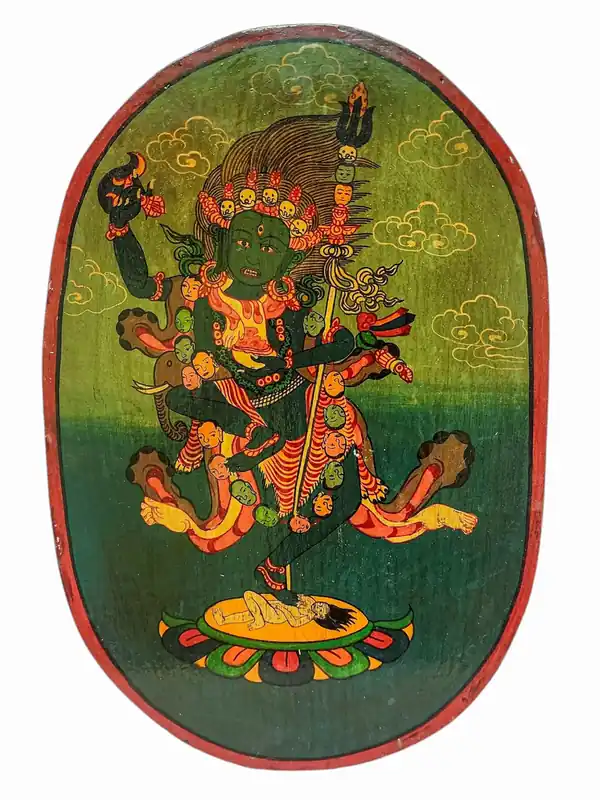 Thangka en bois de Vajravarahi – Béatitude tantrique