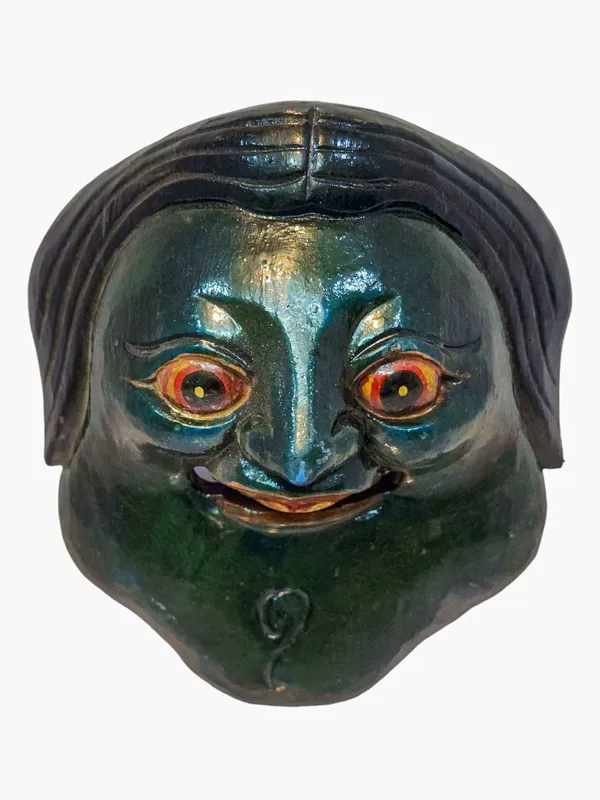 Masque en bois de Joker en peuplier, suspension murale