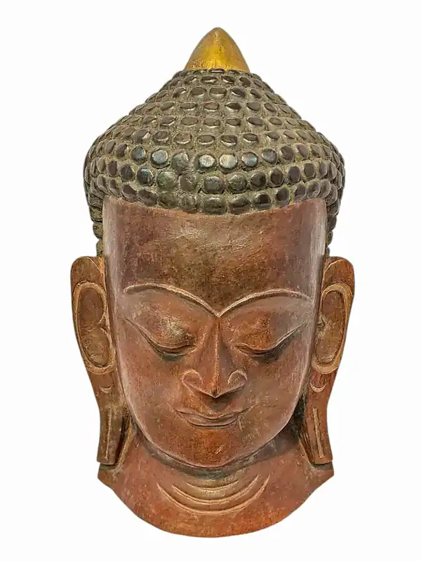 Masque en bois du Bouddha mural en peuplier