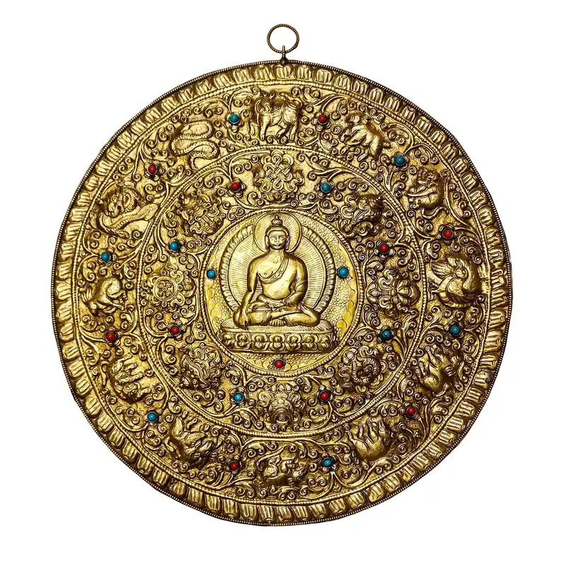 Tenture murale en laiton de Shakyamuni Bouddha