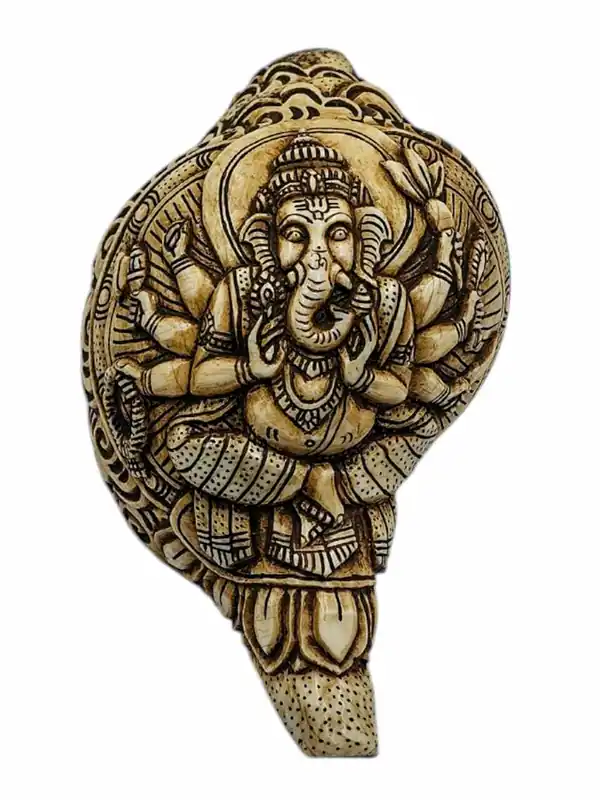 Conque sculptée à la main de Ganesh